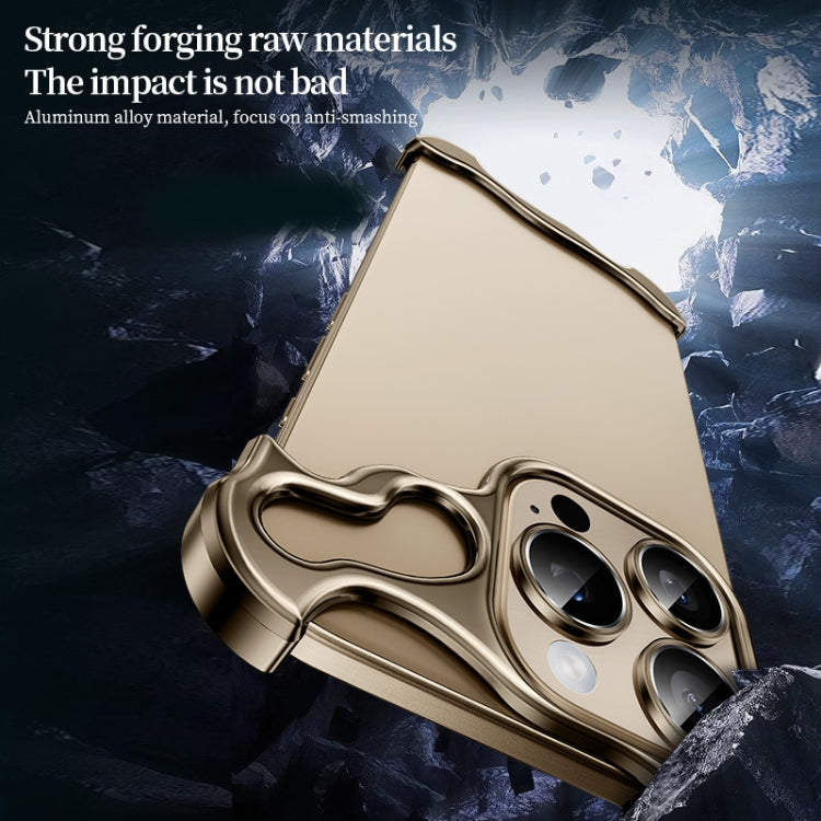 For iPhone 16 Frameless Metal Corner Pad Phone Case with Lens Film