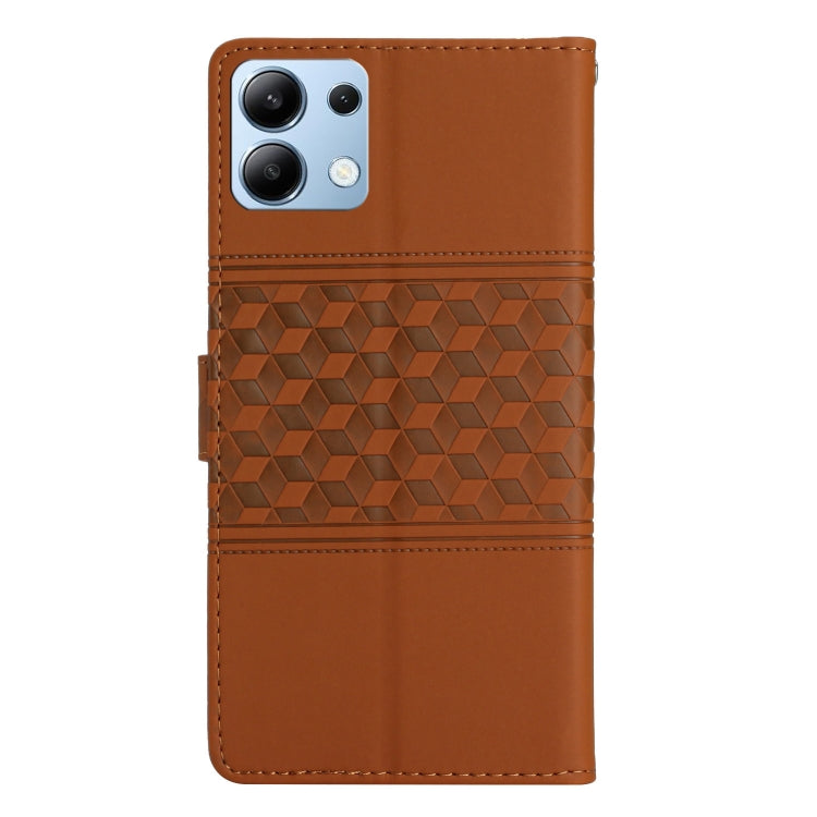 For Redmi Note 14 4G 163.25mm Diamond Embossed Skin Feel Leather Phone Case