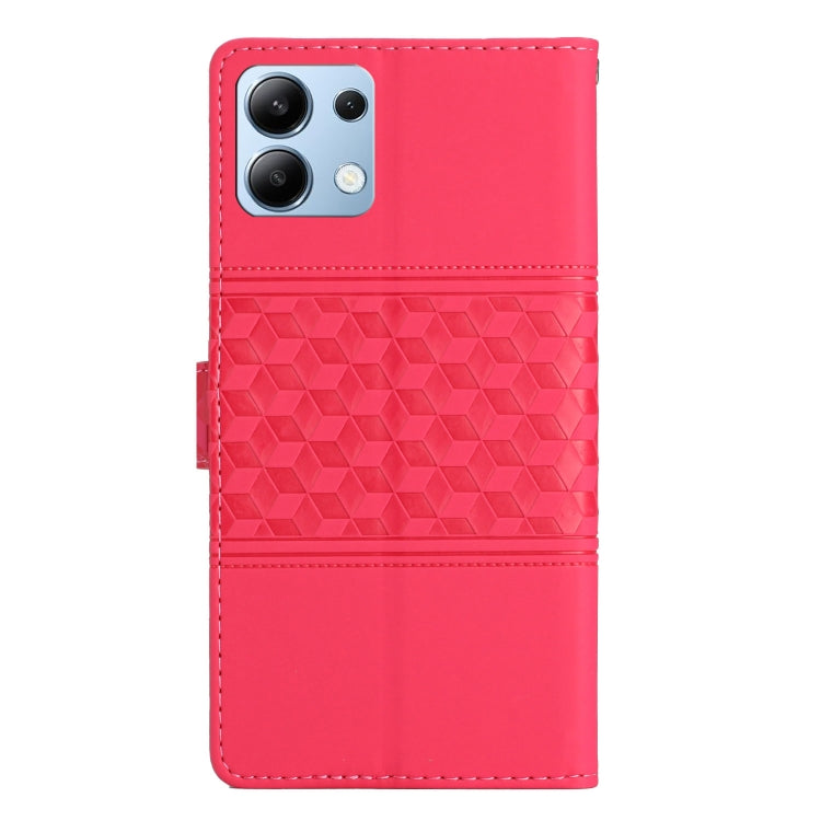 For Redmi Note 14 4G 163.25mm Diamond Embossed Skin Feel Leather Phone Case