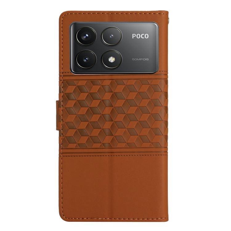 For Xiaomi Poco F6 Pro Diamond Embossed Skin Feel Leather Phone Case