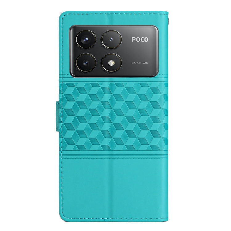 For Xiaomi Poco F6 Pro Diamond Embossed Skin Feel Leather Phone Case
