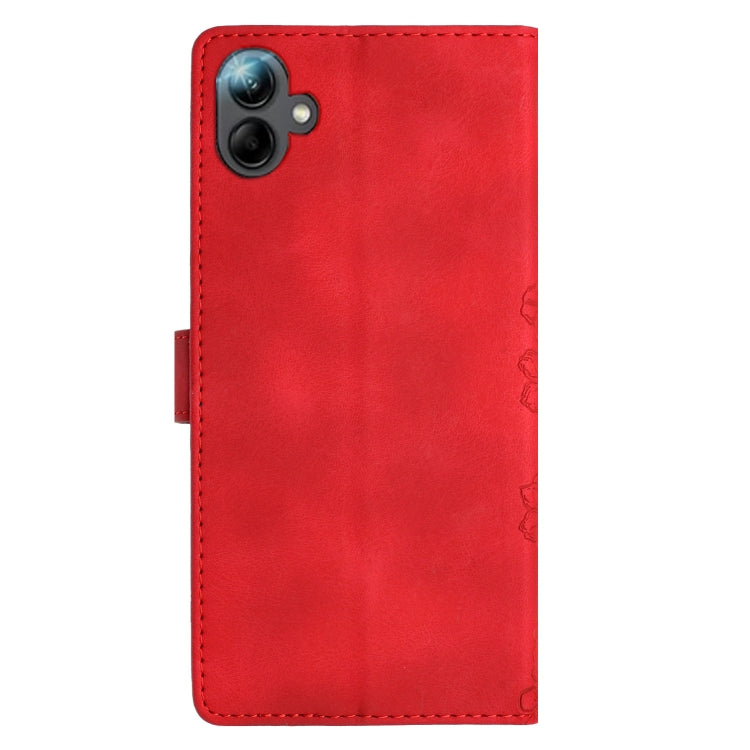 For Samsung Galaxy A06 4G Cherry Blossom Butterfly Skin Feel Embossed PU Phone Case