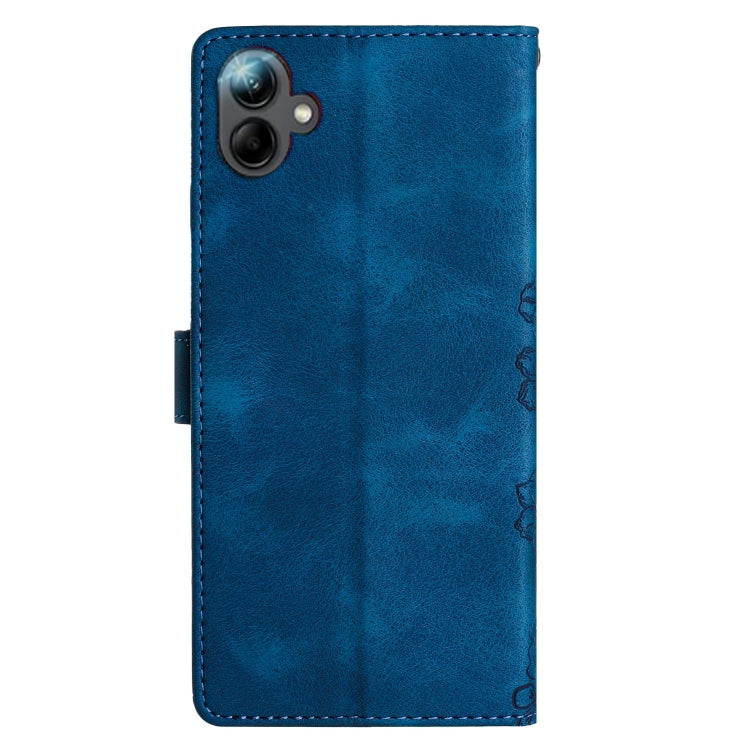 For Samsung Galaxy A06 4G Cherry Blossom Butterfly Skin Feel Embossed PU Phone Case