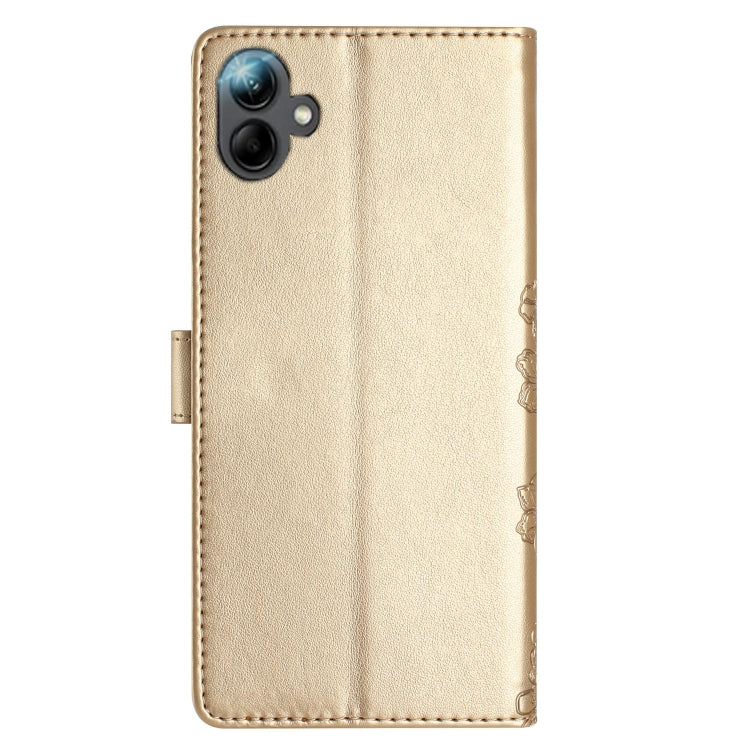 For Samsung Galaxy A06 4G Cherry Blossom Butterfly Skin Feel Embossed PU Phone Case