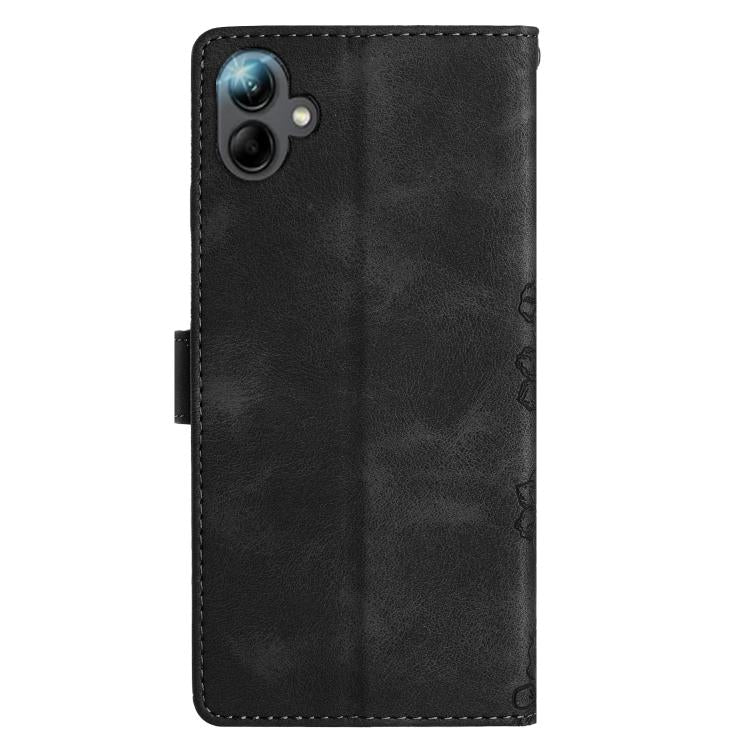 For Samsung Galaxy A07 5G Cherry Blossom Butterfly Skin Feel Embossed PU Phone Case