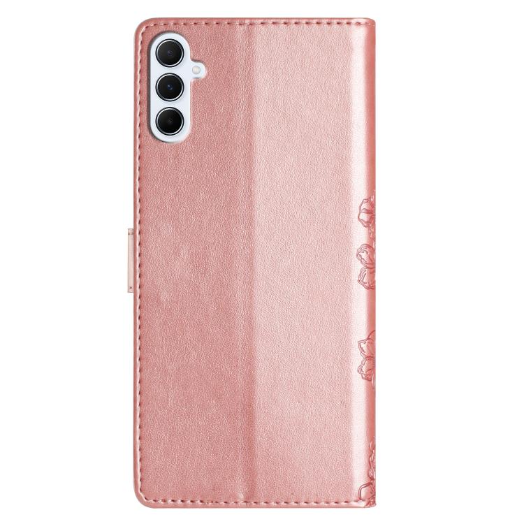 For Samsung Galaxy A57 5G Cherry Blossom Butterfly Skin Feel Embossed PU Phone Case
