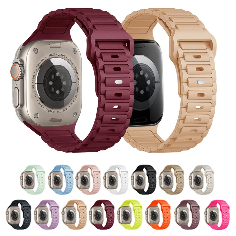 For Apple Watch SE 2023 44mm Tri-beads Loop Buckle Silicone Watch Band