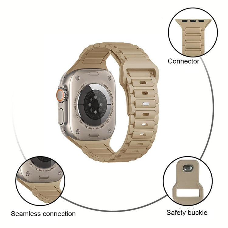 For Apple Watch SE 2023 44mm Tri-beads Loop Buckle Silicone Watch Band
