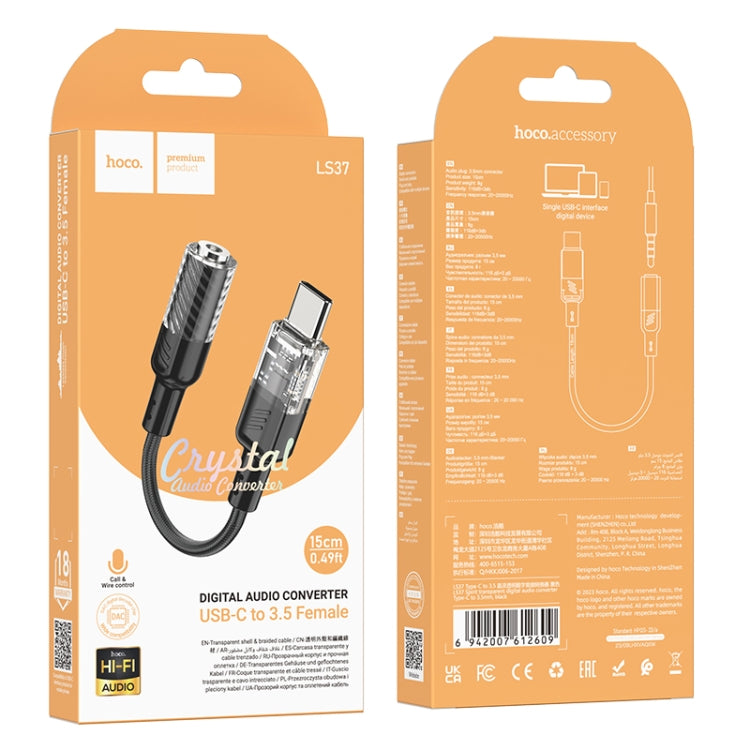 hoco LS37 Spirit Transparent Type-C to 3.5mm Digital Audio Adapter Cable
