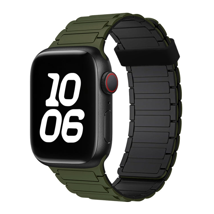 For Apple Watch Series 7 45mm Tri-beads Magnetic Hoop Silicone Watch Band