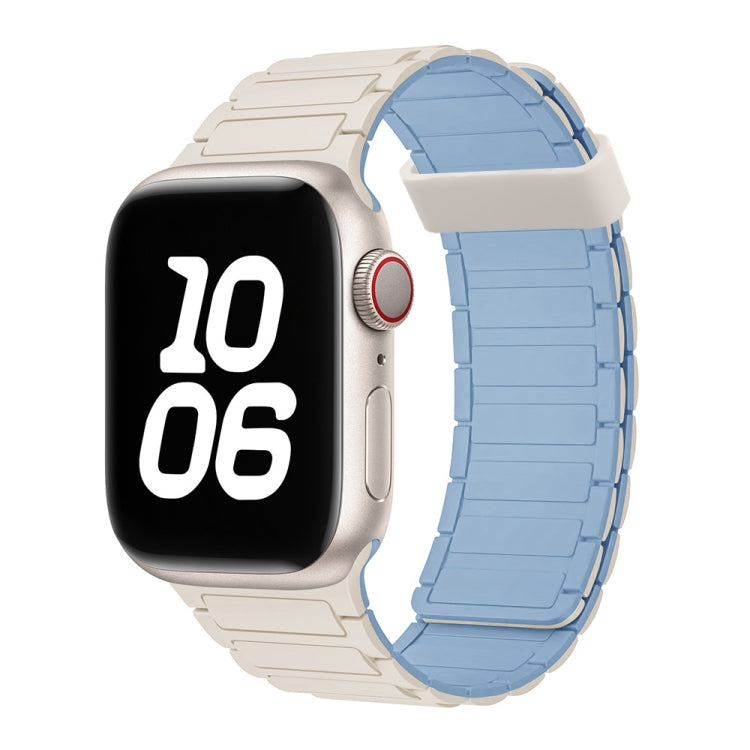 For Apple Watch SE 44mm Tri-beads Magnetic Hoop Silicone Watch Band
