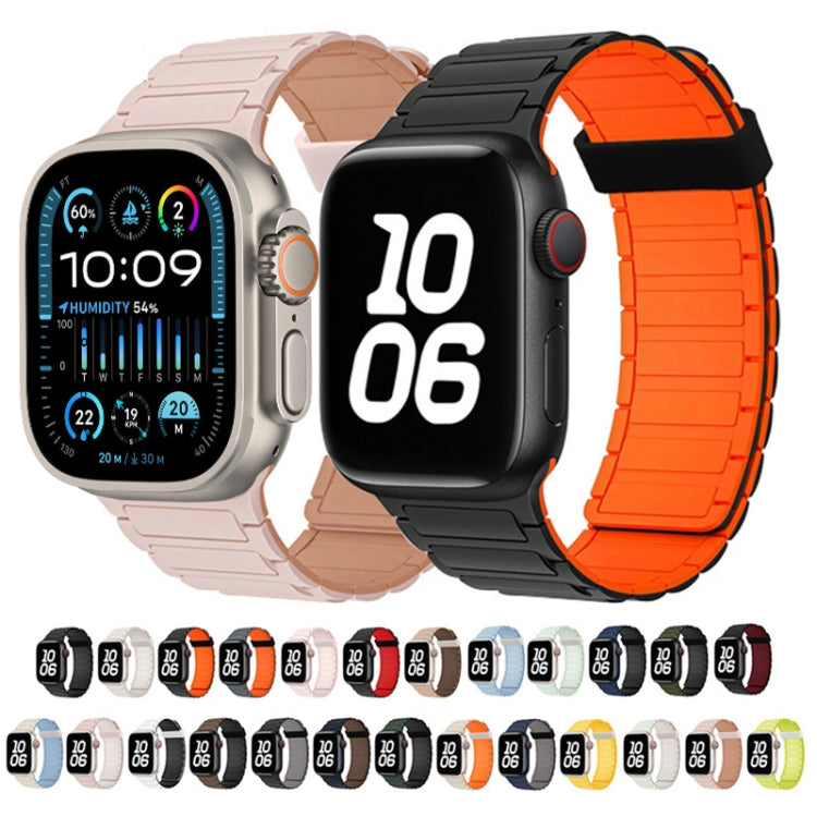 For Apple Watch SE 44mm Tri-beads Magnetic Hoop Silicone Watch Band