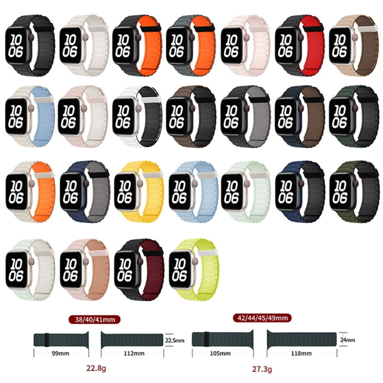 For Apple Watch Series 9 41mm Tri-beads Magnetic Hoop Silicone Watch Band