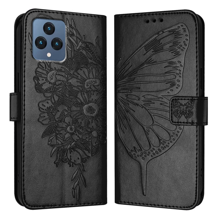 For T-Mobile REVVL 6 / 6x Embossed Butterfly Leather Phone Case