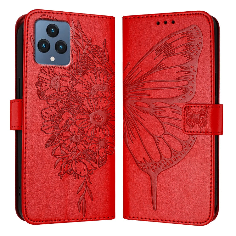 For T-Mobile REVVL 6 / 6x Embossed Butterfly Leather Phone Case