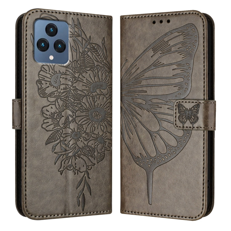 For T-Mobile REVVL 6 / 6x Embossed Butterfly Leather Phone Case