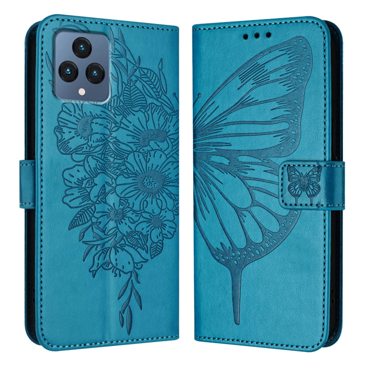 For T-Mobile REVVL 6 / 6x Embossed Butterfly Leather Phone Case