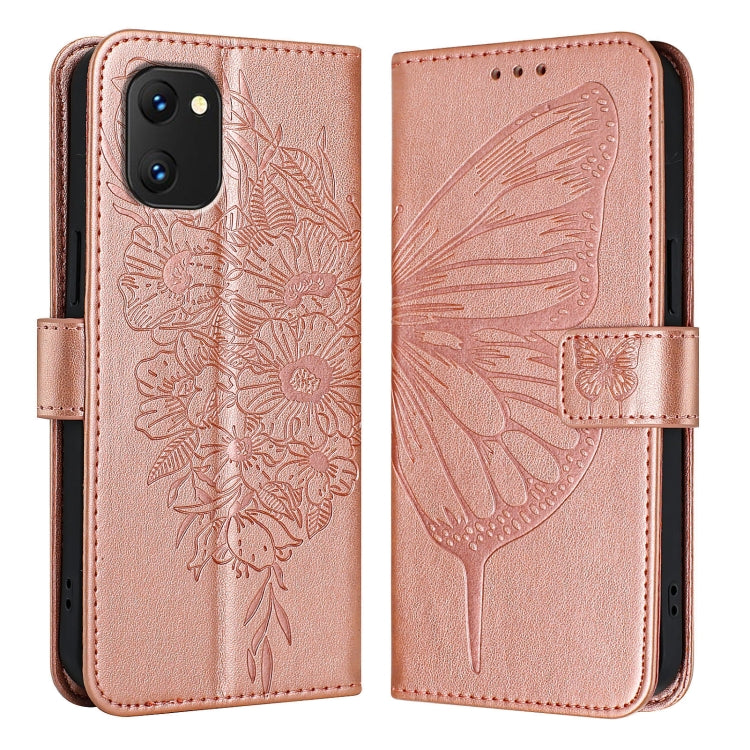 For UMIDIGI Power 7 / Power 7S Embossed Butterfly Leather Phone Case