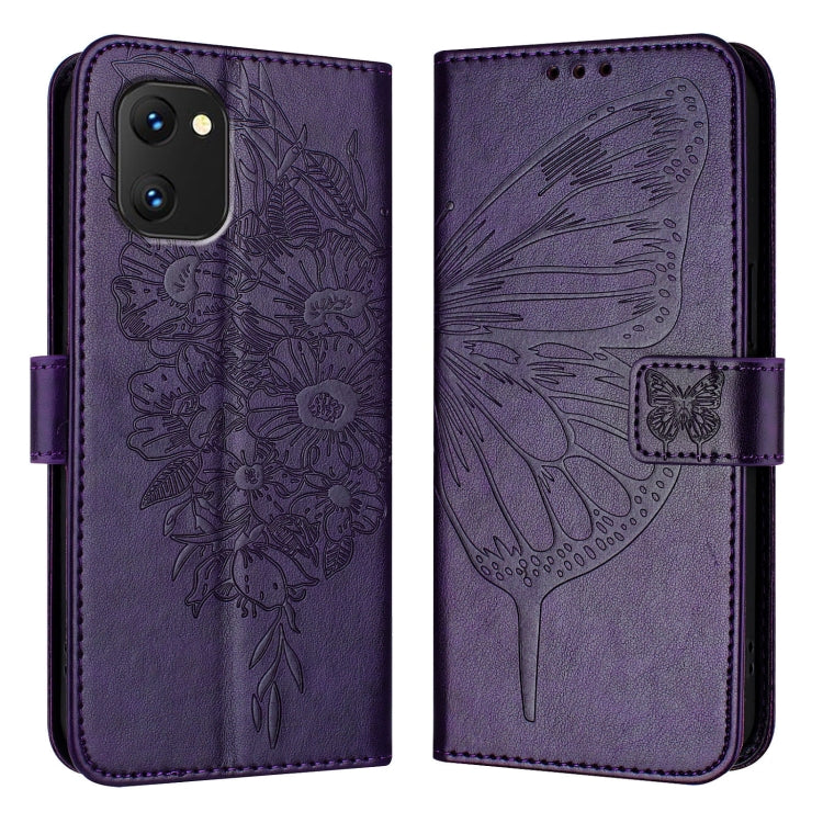 For UMIDIGI Power 7 / Power 7S Embossed Butterfly Leather Phone Case