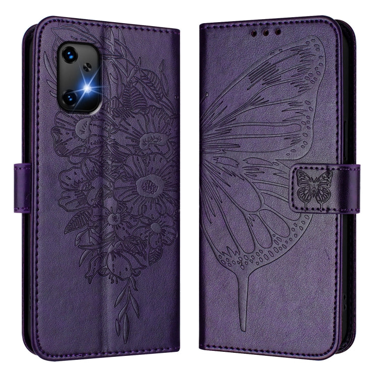 For UMIDIGI Bison X20 Embossed Butterfly Leather Phone Case
