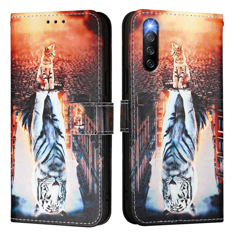 For Sony Xperia 10 IV Colored Drawing Pattern Plain Weave Leather Phone Case