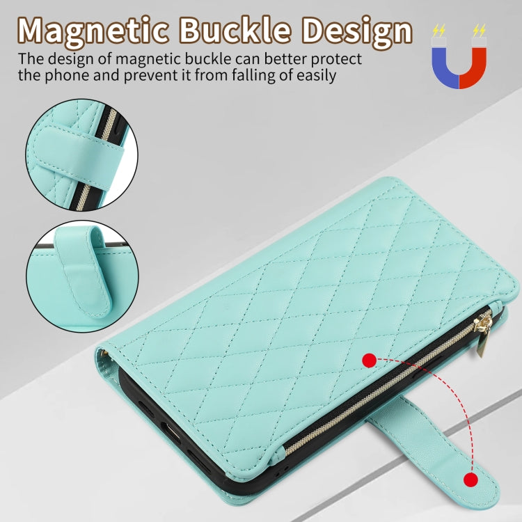 For Samsung Galaxy Note20 Rhombic Zipper Wallet Leather Phone Case