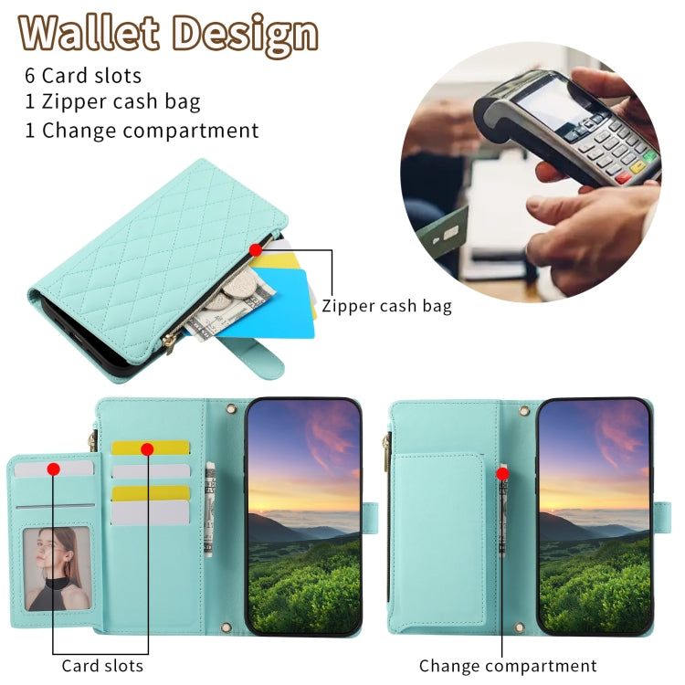 For Samsung Galaxy Note20 Rhombic Zipper Wallet Leather Phone Case