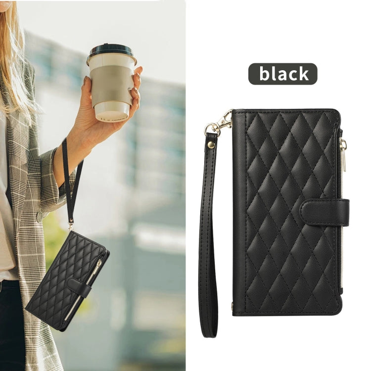 For Samsung Galaxy Note20 Rhombic Zipper Wallet Leather Phone Case