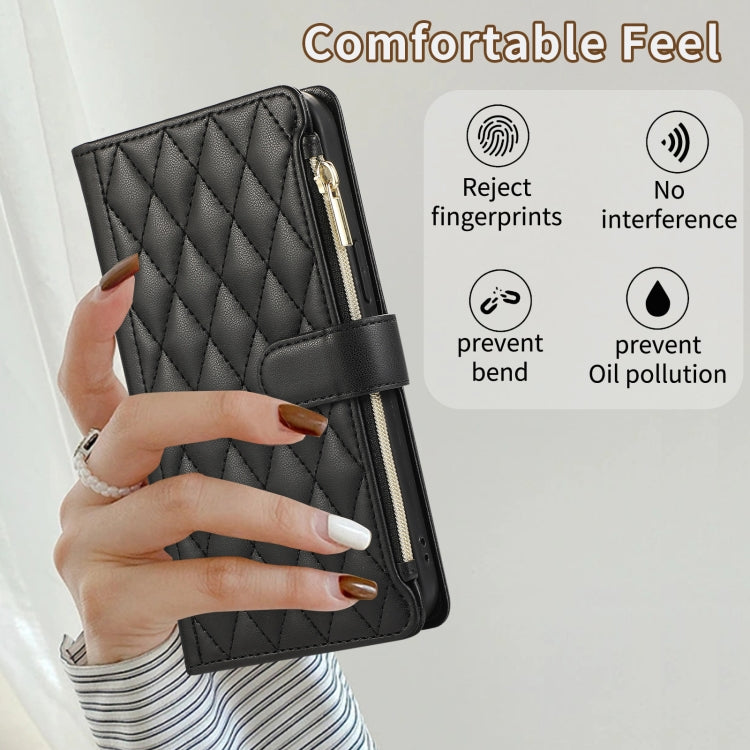 For Samsung Galaxy Note20 Rhombic Zipper Wallet Leather Phone Case