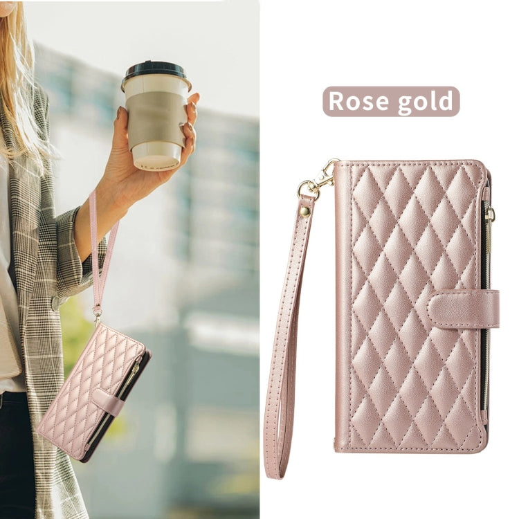 For Samsung Galaxy Note20 Ultra Rhombic Zipper Wallet Leather Phone Case