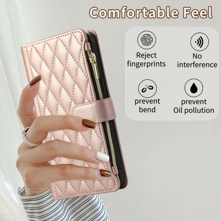 For Samsung Galaxy Note20 Ultra Rhombic Zipper Wallet Leather Phone Case