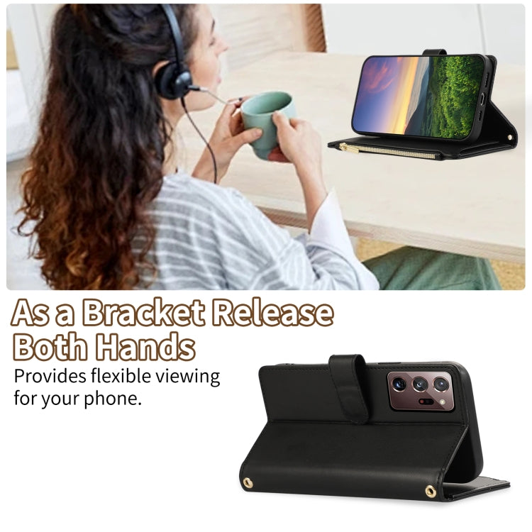 For Samsung Galaxy Note20 Ultra Rhombic Zipper Wallet Leather Phone Case