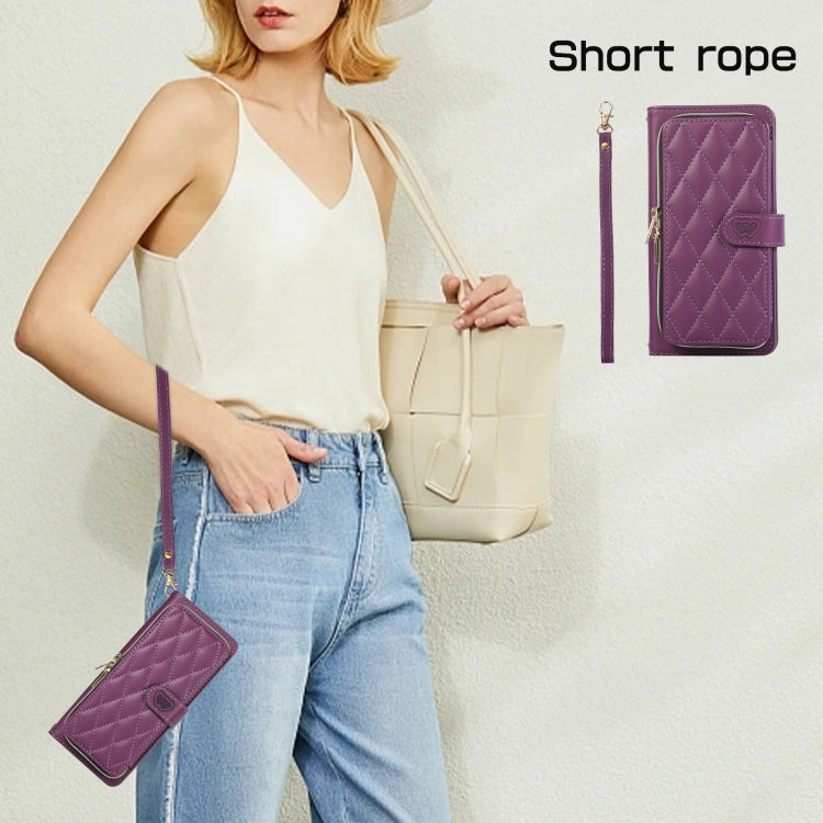 For Samsung Galaxy Z Fold4 Rhombic Full Zipper Wallet Leather Phone Case