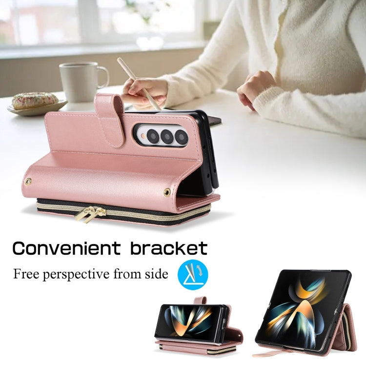 For Samsung Galaxy Z Fold4 Rhombic Full Zipper Wallet Leather Phone Case
