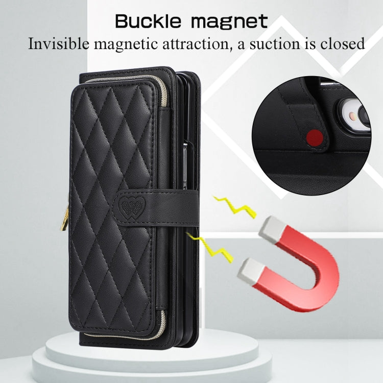 For Samsung Galaxy Z Fold4 Rhombic Full Zipper Wallet Leather Phone Case