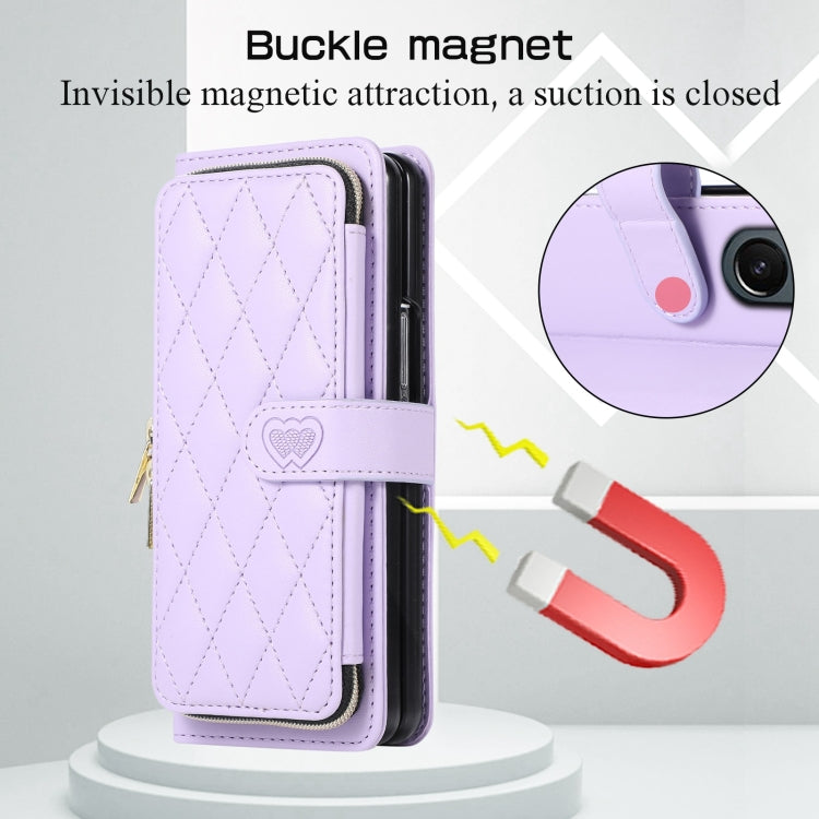 For Samsung Galaxy Z Fold5 Rhombic Full Zipper Wallet Leather Phone Case