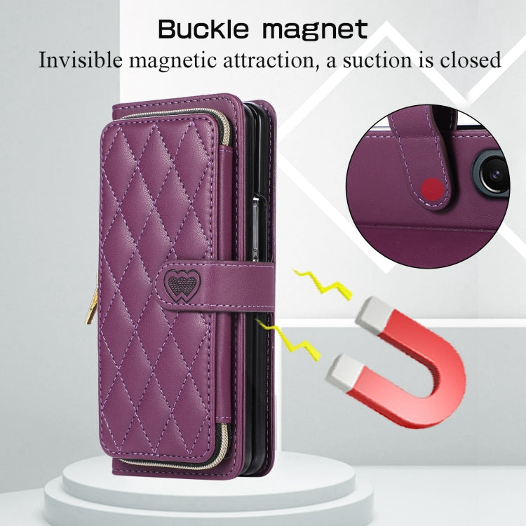 For Samsung Galaxy Z Fold5 Rhombic Full Zipper Wallet Leather Phone Case