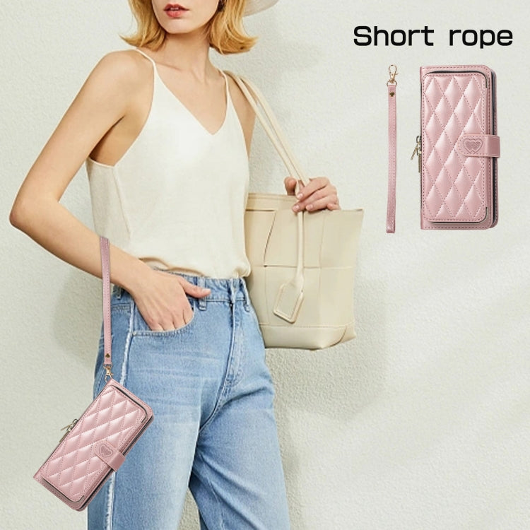 For Samsung Galaxy Z Fold5 Rhombic Full Zipper Wallet Leather Phone Case