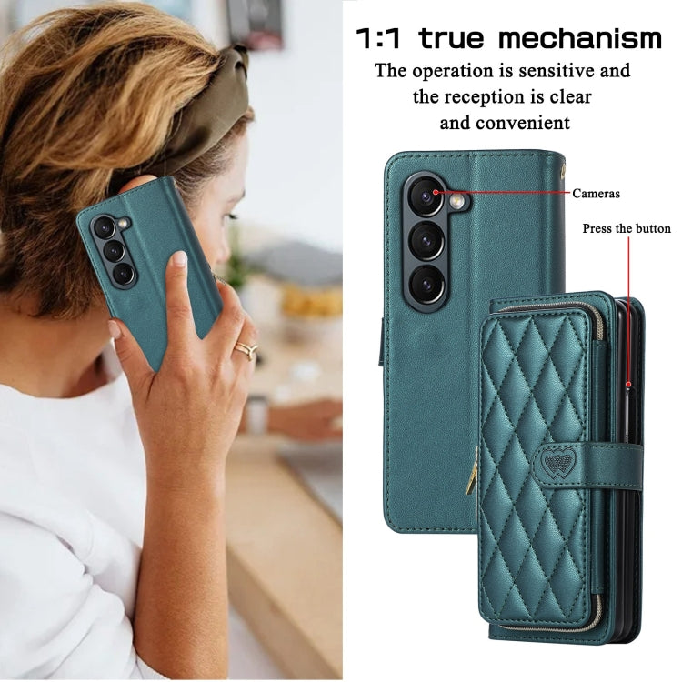 For Samsung Galaxy Z Fold5 Rhombic Full Zipper Wallet Leather Phone Case