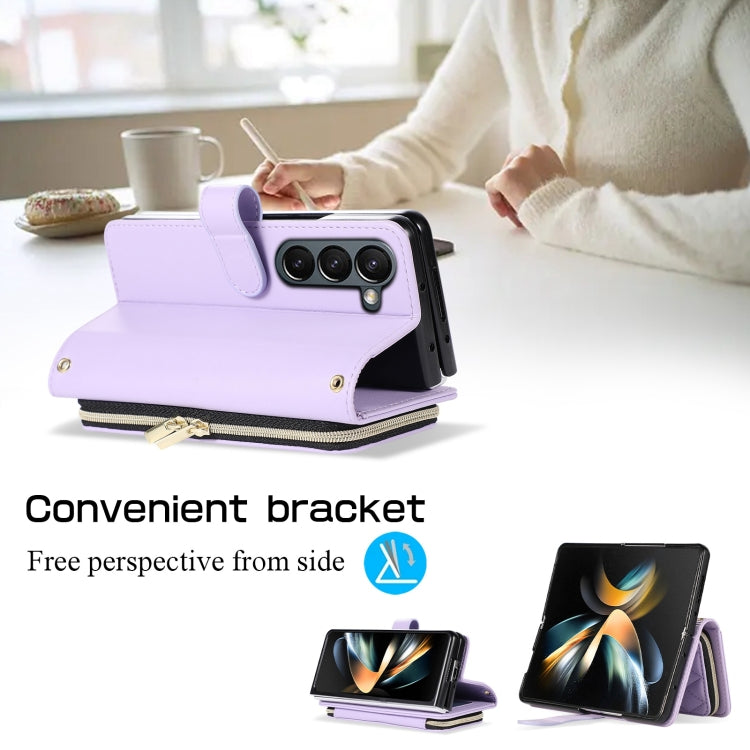 For Samsung Galaxy Z Fold6 Rhombic Full Zipper Wallet Leather Phone Case