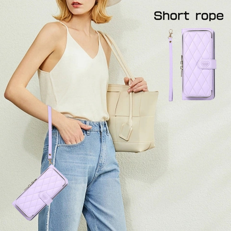 For Samsung Galaxy Z Fold6 Rhombic Full Zipper Wallet Leather Phone Case