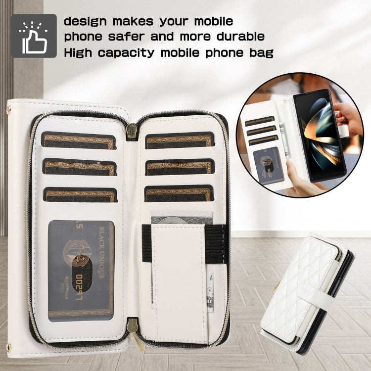 For Samsung Galaxy Z Fold6 Rhombic Full Zipper Wallet Leather Phone Case