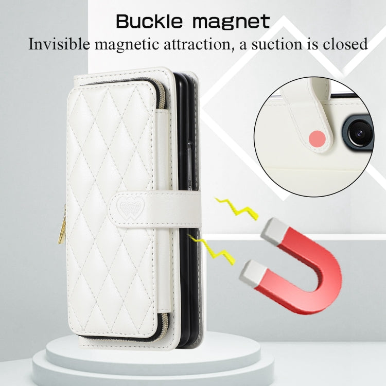 For Samsung Galaxy Z Fold6 Rhombic Full Zipper Wallet Leather Phone Case