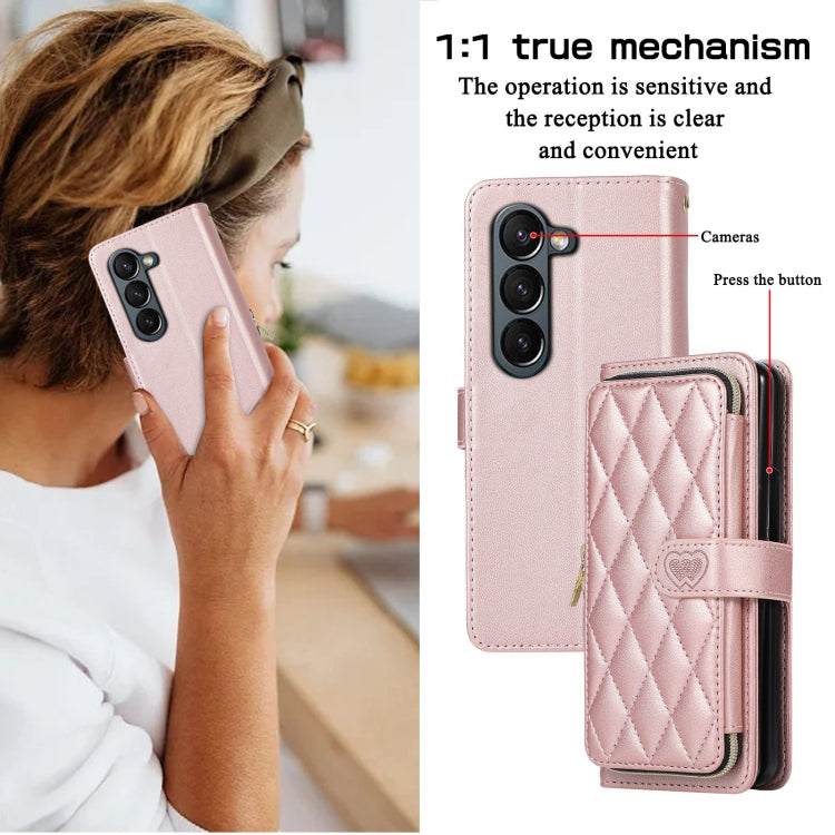 For Samsung Galaxy Z Fold6 Rhombic Full Zipper Wallet Leather Phone Case