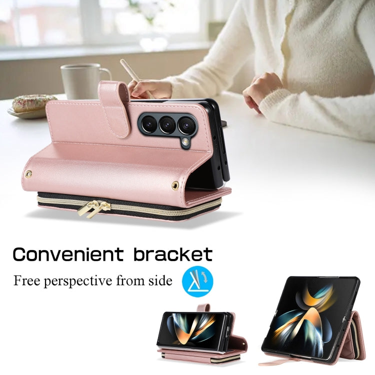 For Samsung Galaxy Z Fold6 Rhombic Full Zipper Wallet Leather Phone Case