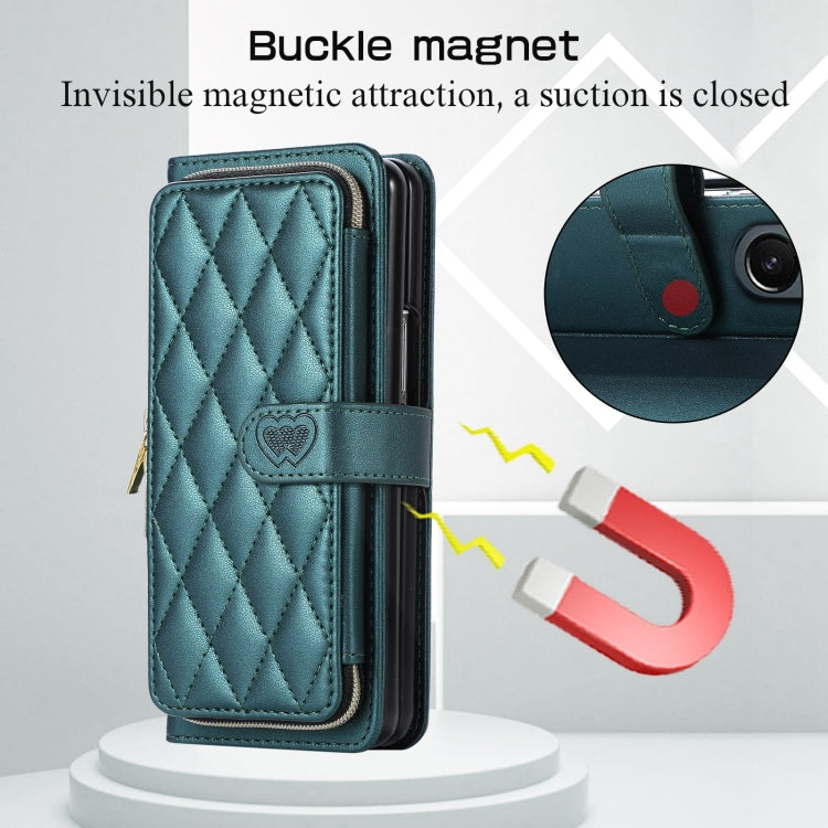 For Samsung Galaxy Z Fold6 Rhombic Full Zipper Wallet Leather Phone Case