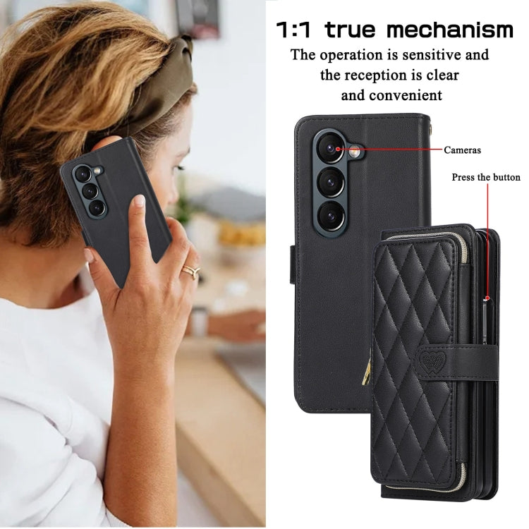 For Samsung Galaxy Z Fold6 Rhombic Full Zipper Wallet Leather Phone Case