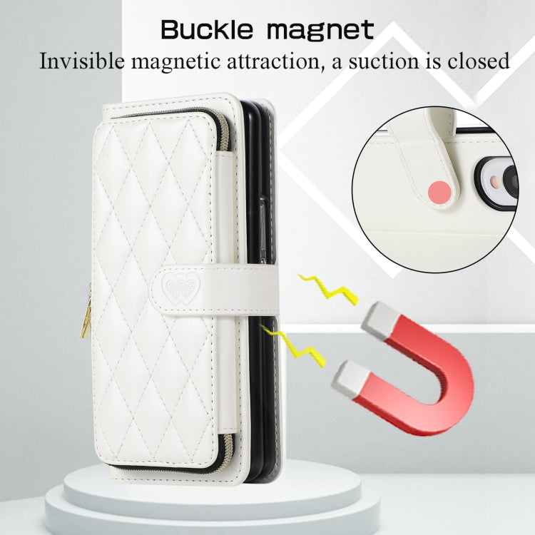For Samsung Galaxy Z Fold3 Rhombic Full Zipper Wallet Leather Phone Case