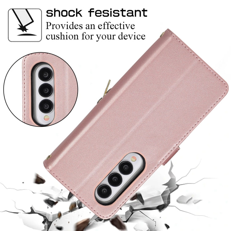 For Samsung Galaxy Z Fold3 Rhombic Full Zipper Wallet Leather Phone Case