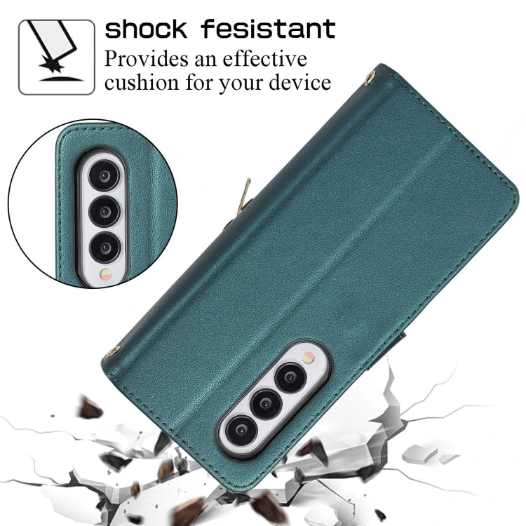 For Samsung Galaxy Z Fold3 Rhombic Full Zipper Wallet Leather Phone Case